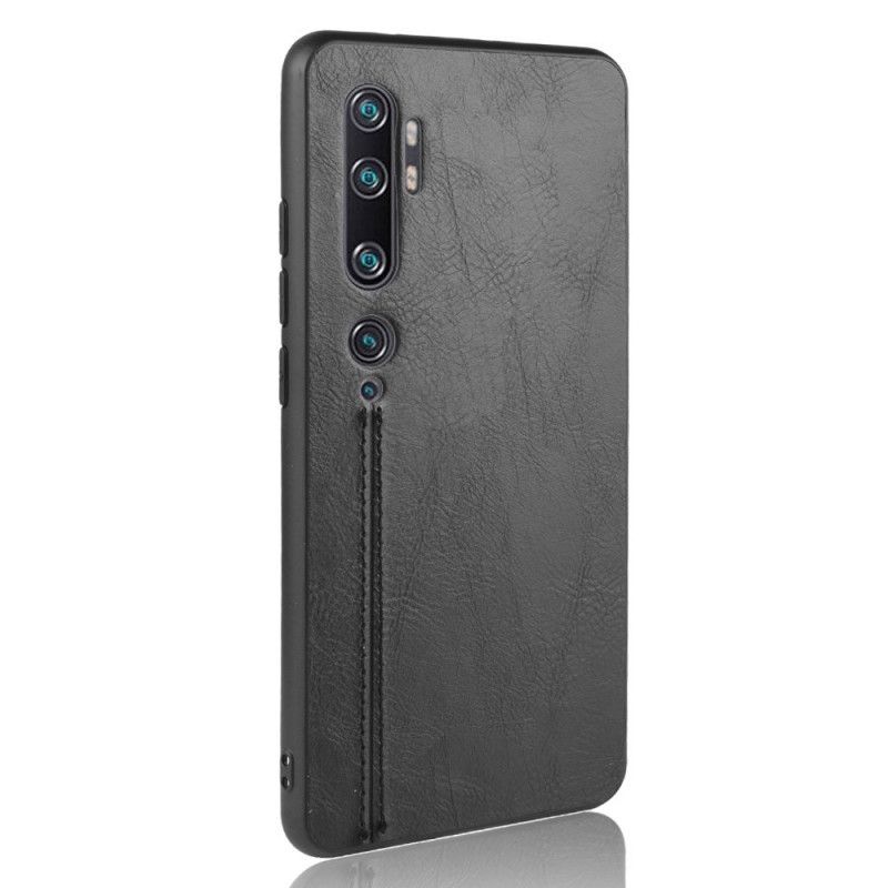 Deksel Xiaomi Mi Note 10 / 10 Pro Svart Sydd Skinneffekt