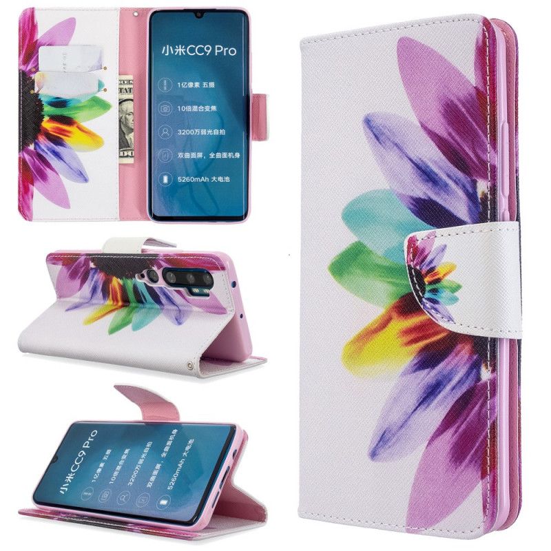 Folio Deksel for Xiaomi Mi Note 10 / 10 Pro Akvarellblomst