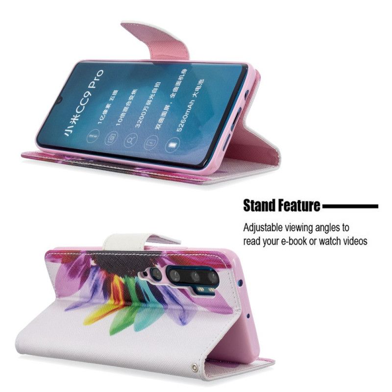 Folio Deksel for Xiaomi Mi Note 10 / 10 Pro Akvarellblomst