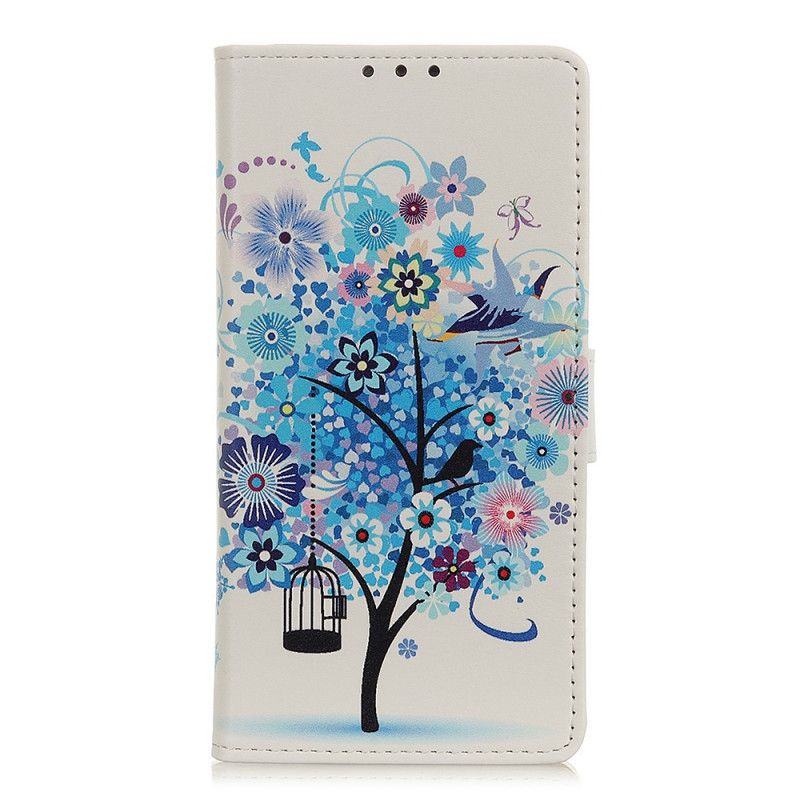 Folio Deksel for Xiaomi Mi Note 10 / 10 Pro Lyseblå Blomstrende Tre