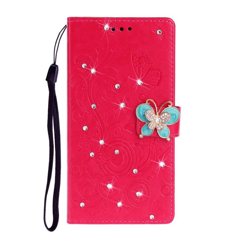 Folio Deksel for Xiaomi Mi Note 10 / 10 Pro Magenta Sommerfugl Sjarm