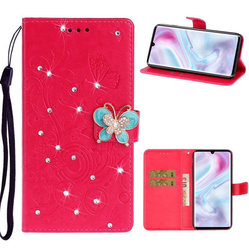 Folio Deksel for Xiaomi Mi Note 10 / 10 Pro Magenta Sommerfugl Sjarm