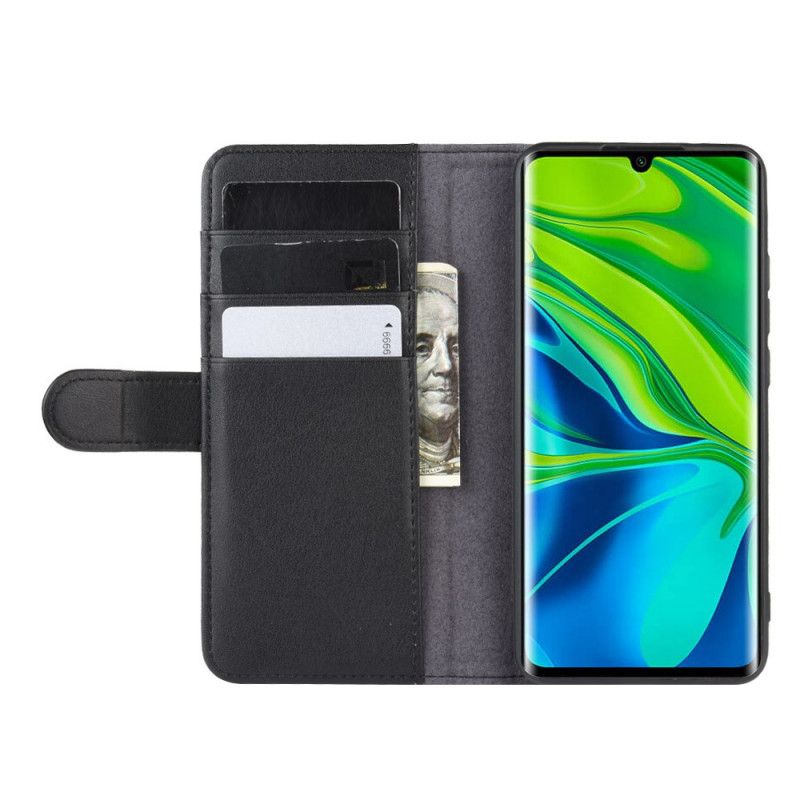 Folio Deksel for Xiaomi Mi Note 10 / 10 Pro Svart Delt Skinn