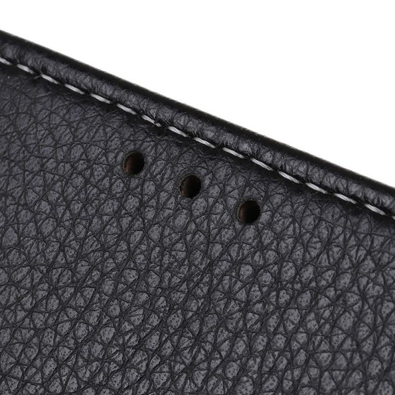 Folio Deksel for Xiaomi Mi Note 10 / 10 Pro Svart Sømmer I Lycheskinn