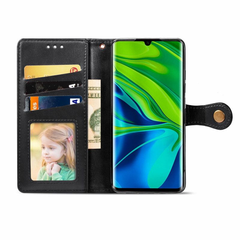 Folio Deksel Xiaomi Mi Note 10 / 10 Pro Svart Litchi Lue Prinseskinn Stil Anti-fall