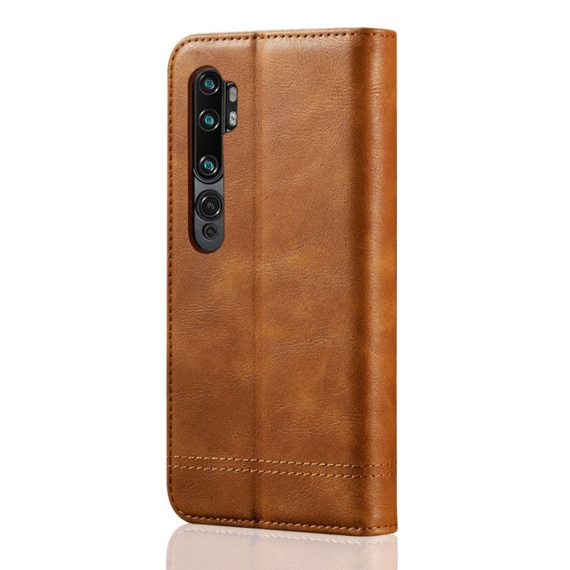 Folio Deksel Xiaomi Mi Note 10 / 10 Pro Svart Sydd Skinneffekt