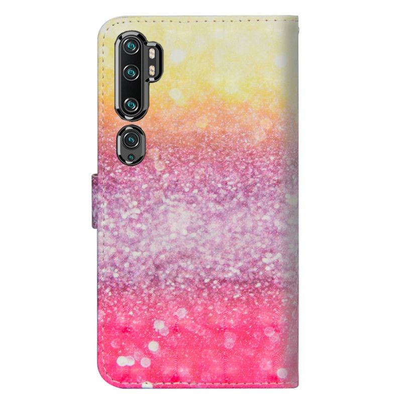 Lærdeksel Folio Deksel Xiaomi Mi Note 10 / 10 Pro Mobildeksel Magenta Glittergradient