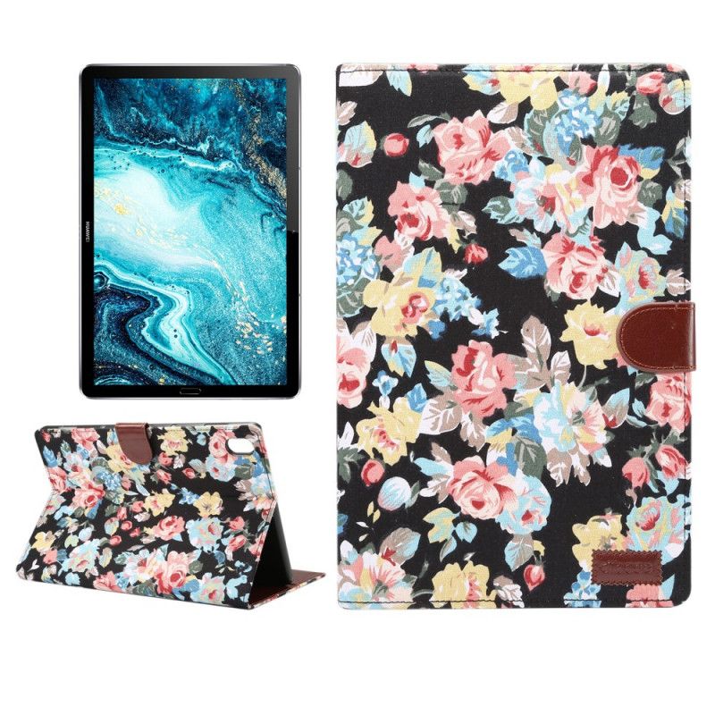 Folio Deksel Huawei MediaPad M6 10.8'' Svart Frihetsblomster Beskyttelse