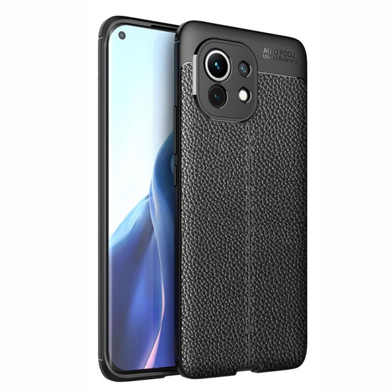 Deksel Xiaomi Mi 11 Svart Dobbeltlinjet Litchi-Effekt