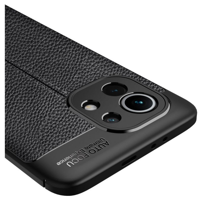 Deksel Xiaomi Mi 11 Svart Dobbeltlinjet Litchi-Effekt