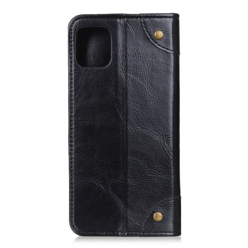 Folio Deksel Xiaomi Mi 11 Svart Vintage Nagler I Skinnstil