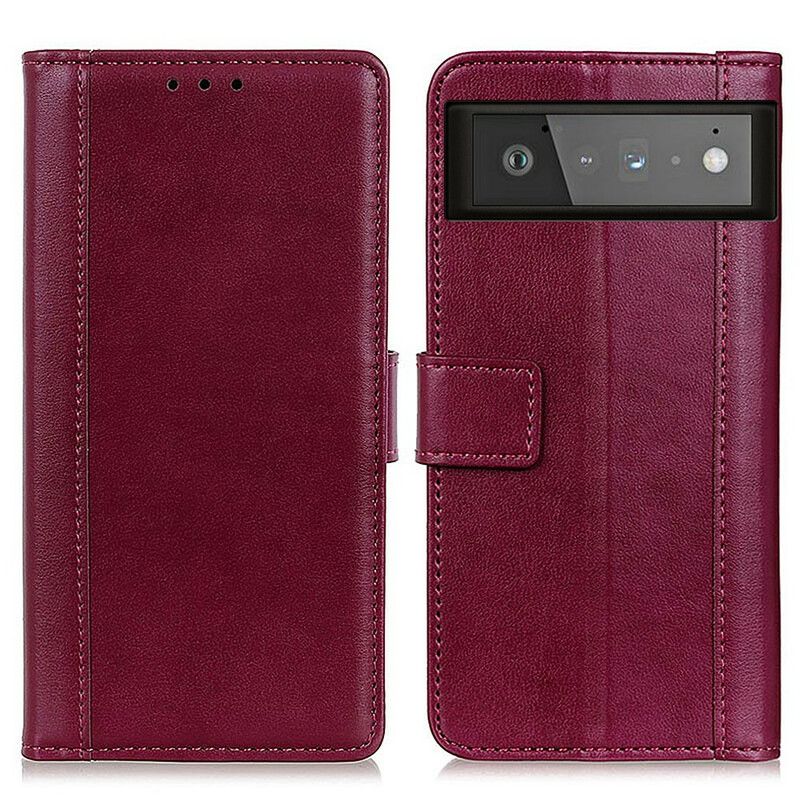 Folio Deksel Google Pixel 6 Classic Split Litchi Leather