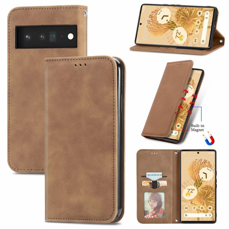 Folio Deksel Google Pixel 6 Skin-touch Vintage Design Beskyttelse Deksel