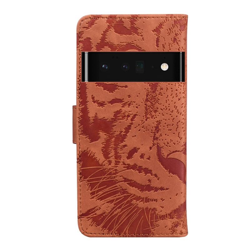 Folio Deksel Google Pixel 6 Tiger Face Print