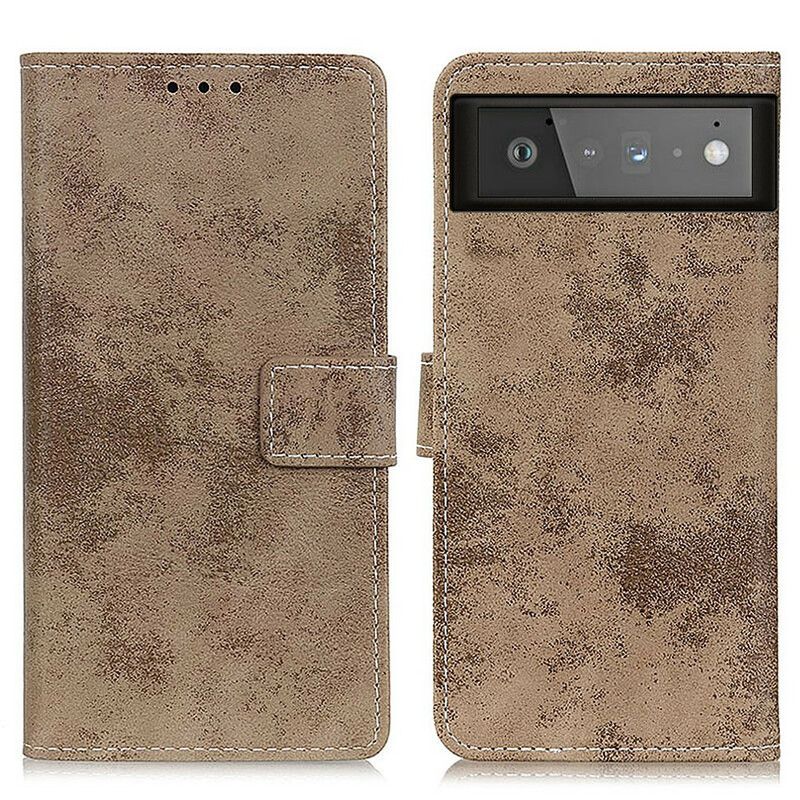 Folio Deksel Google Pixel 6 Vintage Skinneffekt Beskyttelse Deksel