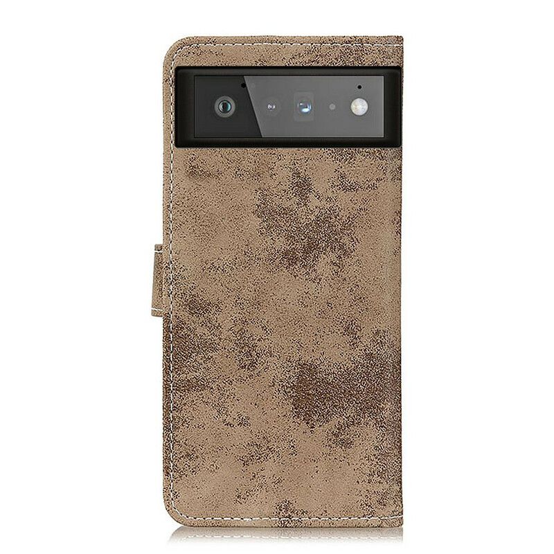 Folio Deksel Google Pixel 6 Vintage Skinneffekt Beskyttelse Deksel