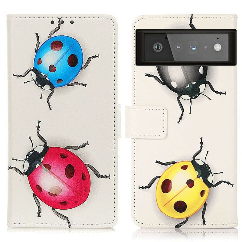 Folio Deksel Til Google Pixel 6 Ladybugs