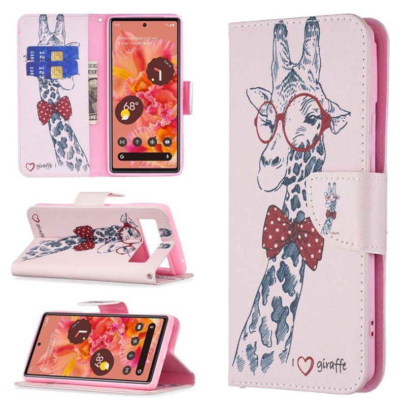 Lærdeksel Folio Deksel Google Pixel 6 Brainy Giraffe