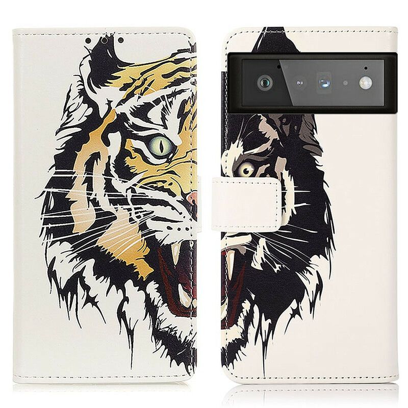 Lærdeksel Folio Deksel Google Pixel 6 Mobildeksel Fierce Tiger