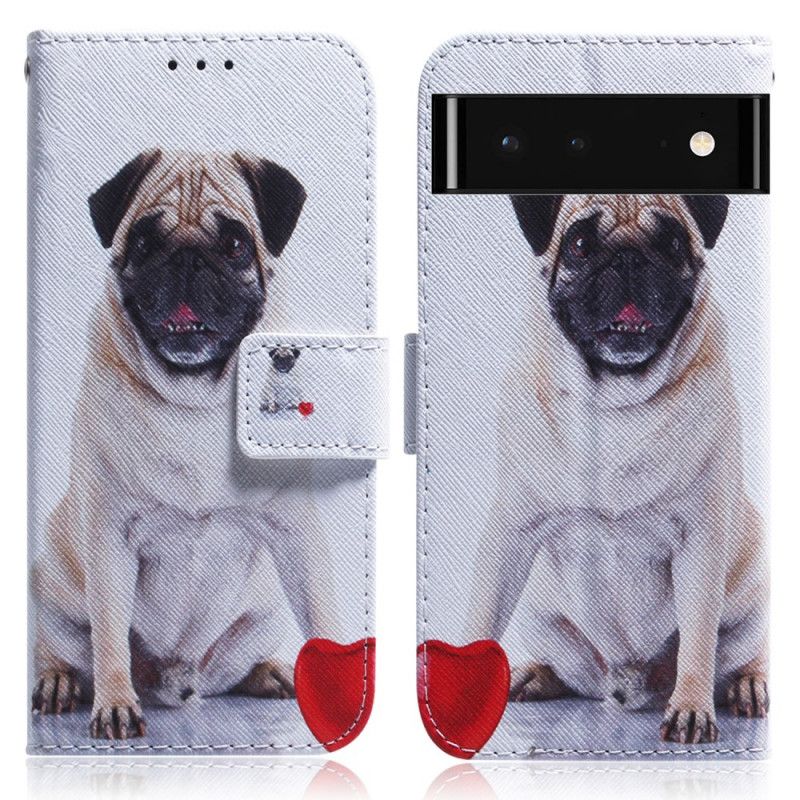 Lærdeksel Folio Deksel Google Pixel 6 Mobildeksel Pug Dog