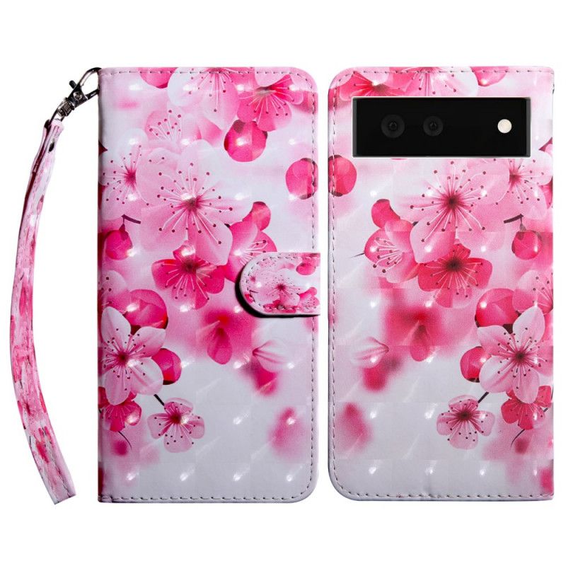 Lærdeksel Folio Deksel Google Pixel 6 Mobildeksel Rosa Blomster