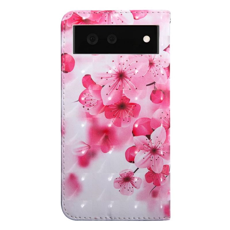 Lærdeksel Folio Deksel Google Pixel 6 Mobildeksel Rosa Blomster