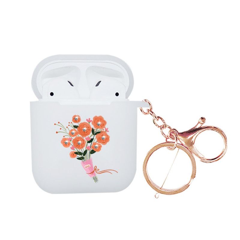 Deksel AirPods Rød Serie Blomsterbukett Nxed Med Snap Krok