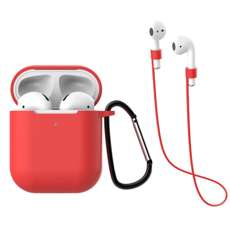 Deksel AirPods Svart Med Karabinkrok Og Snor Anti-fall