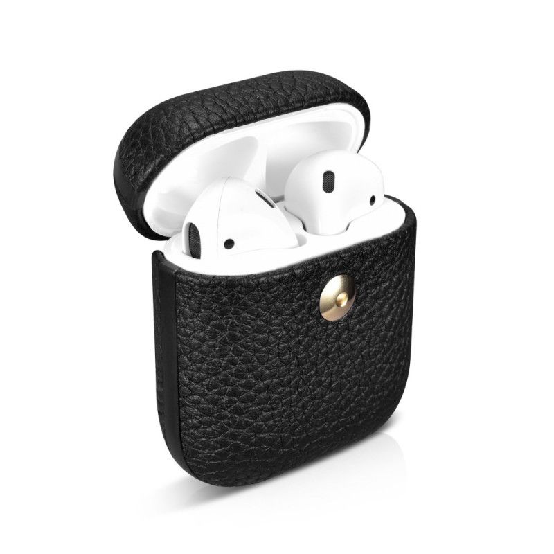 Deksel for AirPods Svart Ekte Luksus Icarer Lær