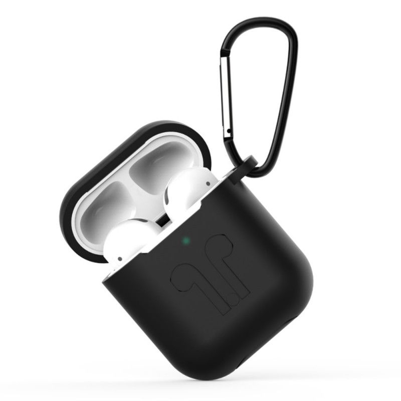 Deksel for AirPods Svart Øretelefondesign Med Karabinkrok