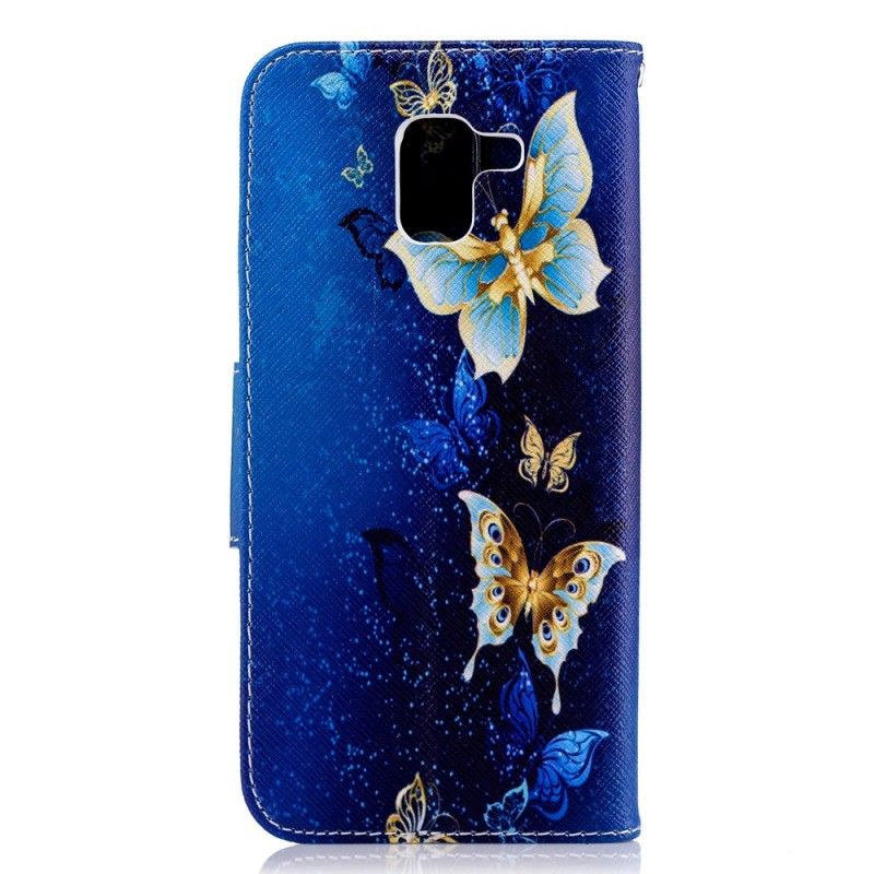 Folio Deksel for Samsung Galaxy J6 Gyldne Sommerfugler