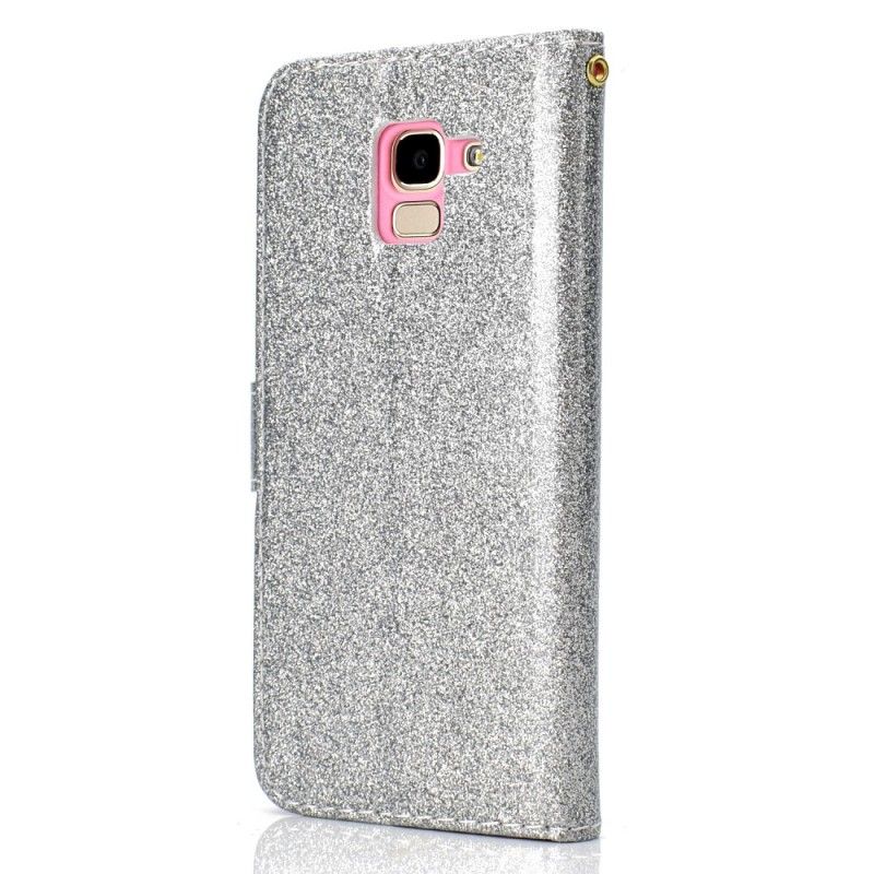 Folio Deksel Samsung Galaxy J6 Lilla Glitter