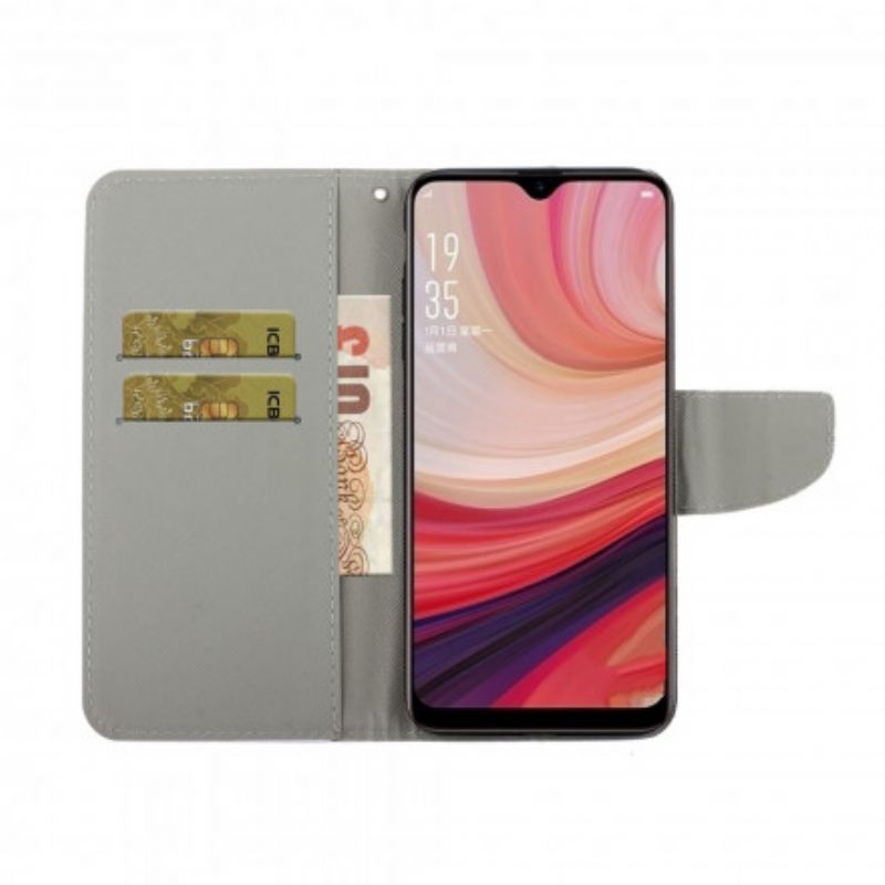 Folio Deksel Oppo A15 Patchwork Med Stropp