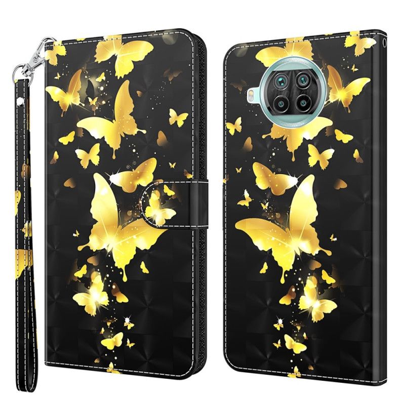 Folio Deksel for Xiaomi Mi 10T Lite 5G / Redmi Note 9 Pro 5G Gule Sommerfugler