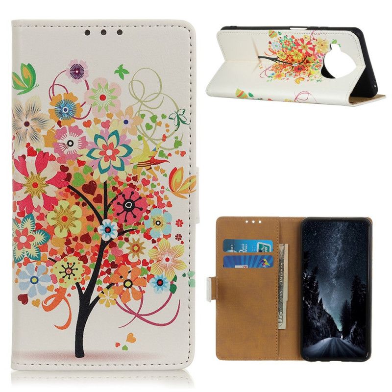 Folio Deksel for Xiaomi Mi 10T Lite 5G / Redmi Note 9 Pro 5G Oransje Blomstrende Tre