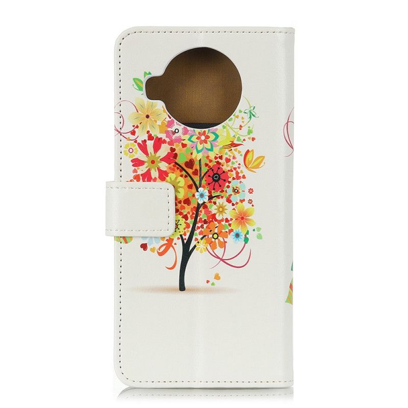 Folio Deksel for Xiaomi Mi 10T Lite 5G / Redmi Note 9 Pro 5G Oransje Blomstrende Tre