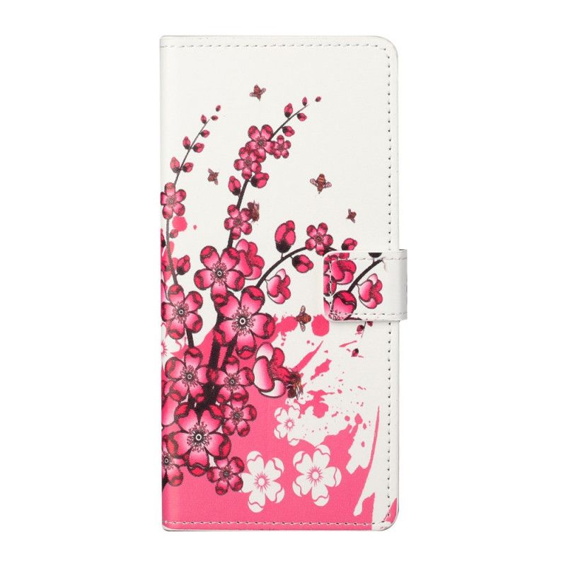 Folio Deksel Xiaomi Mi 10T Lite 5G / Redmi Note 9 Pro 5G Magenta Tropiske Blomster