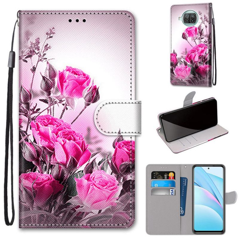 Folio Deksel Xiaomi Mi 10T Lite 5G / Redmi Note 9 Pro 5G Rød Bare Blomster