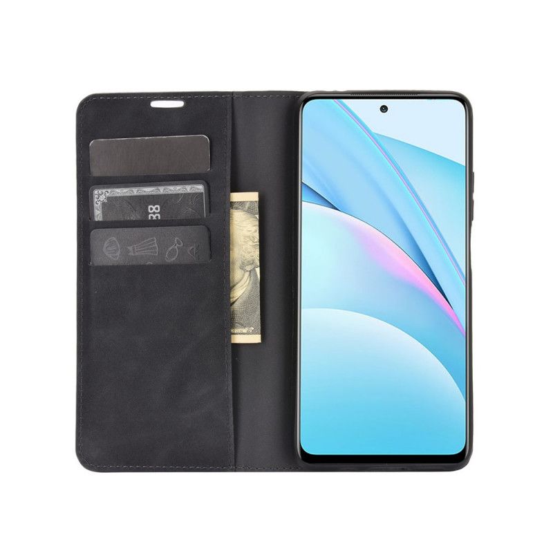 Folio Deksel Xiaomi Mi 10T Lite 5G / Redmi Note 9 Pro 5G Svart Silke Skinneffekt Beskyttelse