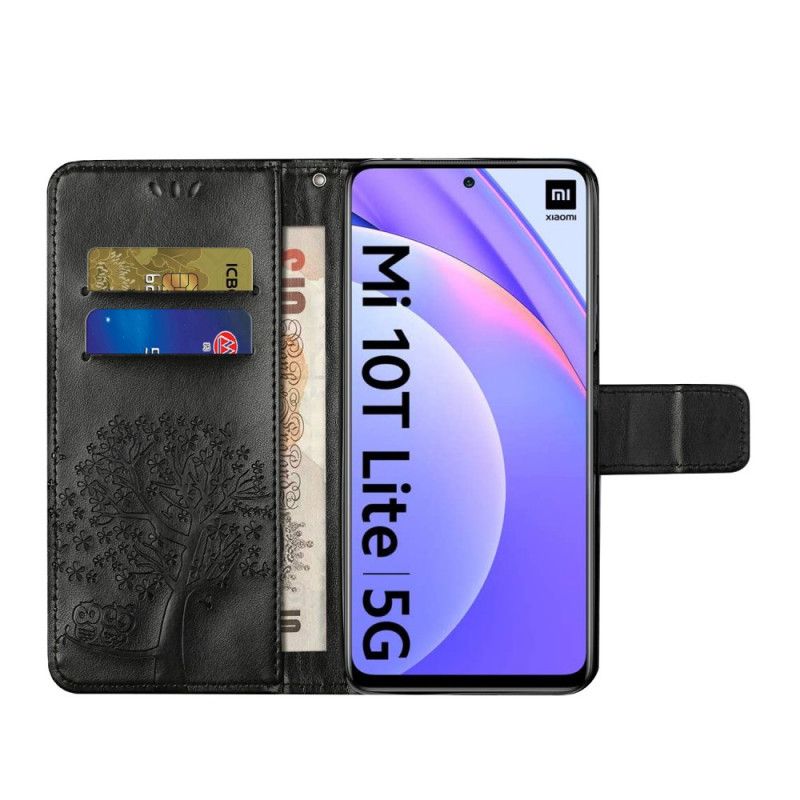 Folio Deksel Xiaomi Mi 10T Lite 5G / Redmi Note 9 Pro 5G Svart Tre Og Tangaugler Beskyttelse