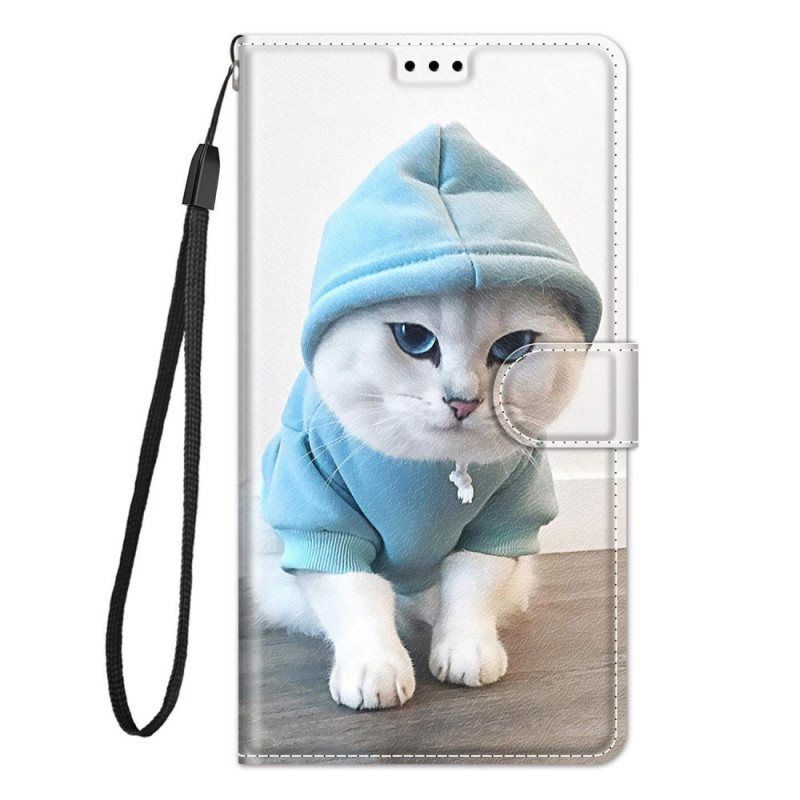 Lærdeksel Til Samsung Galaxy M23 5G Med Kjede Thong Cat Fan