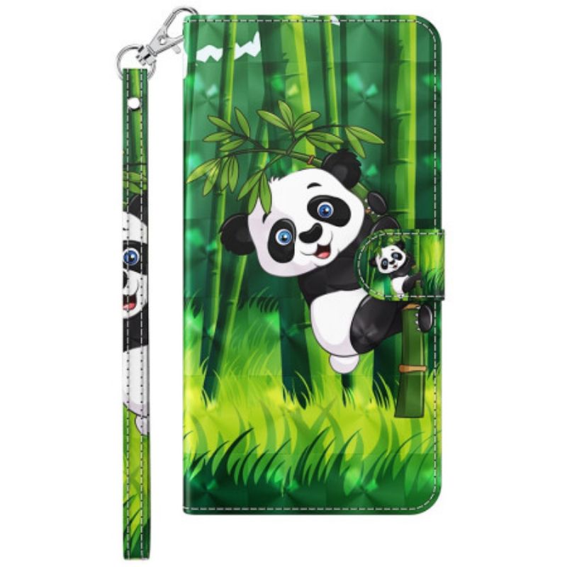 Folio Deksel Samsung Galaxy A15 Bambus Panda Med Stropp Beskyttelse Deksel