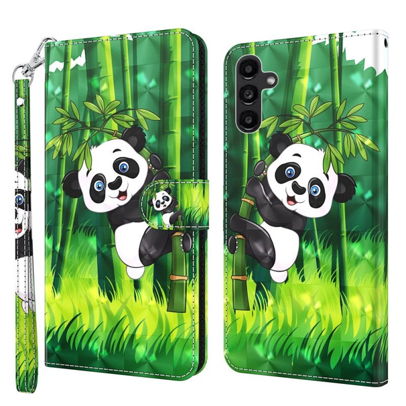 Folio Deksel Samsung Galaxy A15 Bambus Panda Med Stropp Beskyttelse Deksel