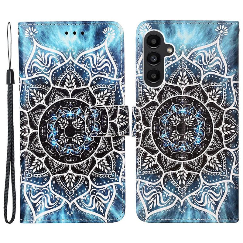 Folio Deksel Samsung Galaxy A15 Blomstermandala Med Stropp Beskyttelse Deksel