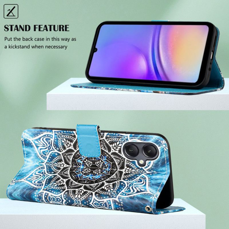 Folio Deksel Samsung Galaxy A15 Blomstermandala Med Stropp Beskyttelse Deksel