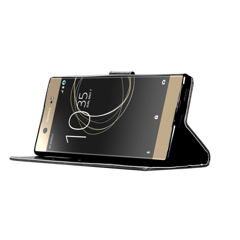 Folio Deksel Sony Xperia XA1 Svart Vintage Skinneffekt Med Stropp