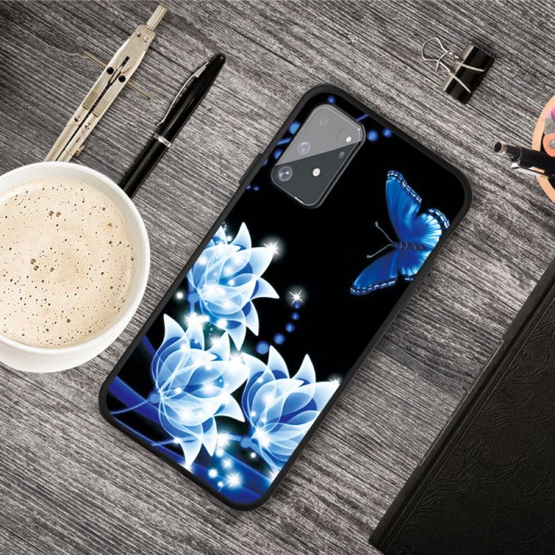 Deksel Samsung Galaxy S10 Lite Sommerfugl Og Blå Blomster Anti-fall