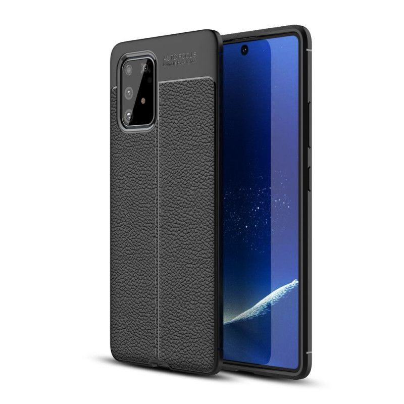 Deksel Samsung Galaxy S10 Lite Svart Dobbeltlinjet Litchi-Skinneffekt Beskyttelse