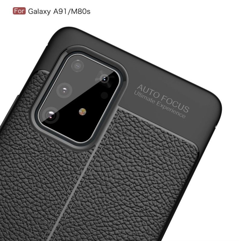 Deksel Samsung Galaxy S10 Lite Svart Dobbeltlinjet Litchi-Skinneffekt Beskyttelse