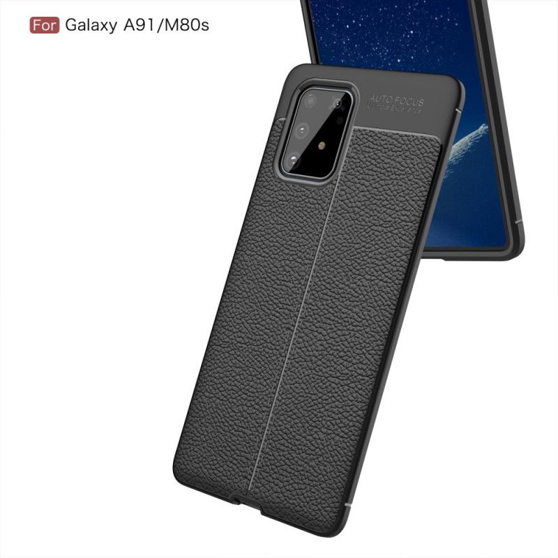 Deksel Samsung Galaxy S10 Lite Svart Dobbeltlinjet Litchi-Skinneffekt Beskyttelse